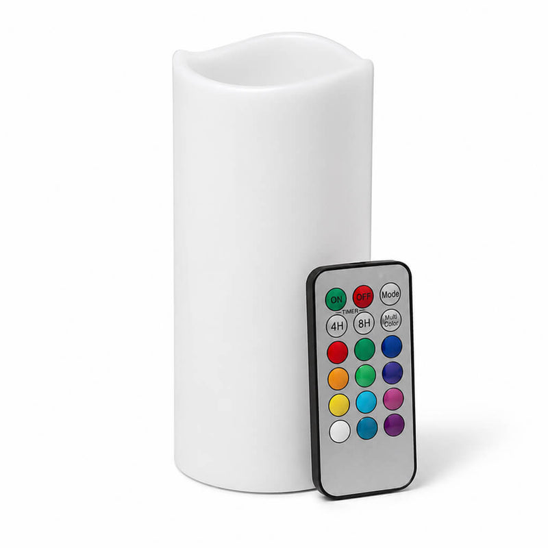 LED white pillar candle with remote isolated on white background - thumbnail number 1