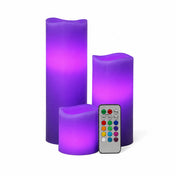 Purple battery-operated candles in three sizes with remote control - thumbnail number 6