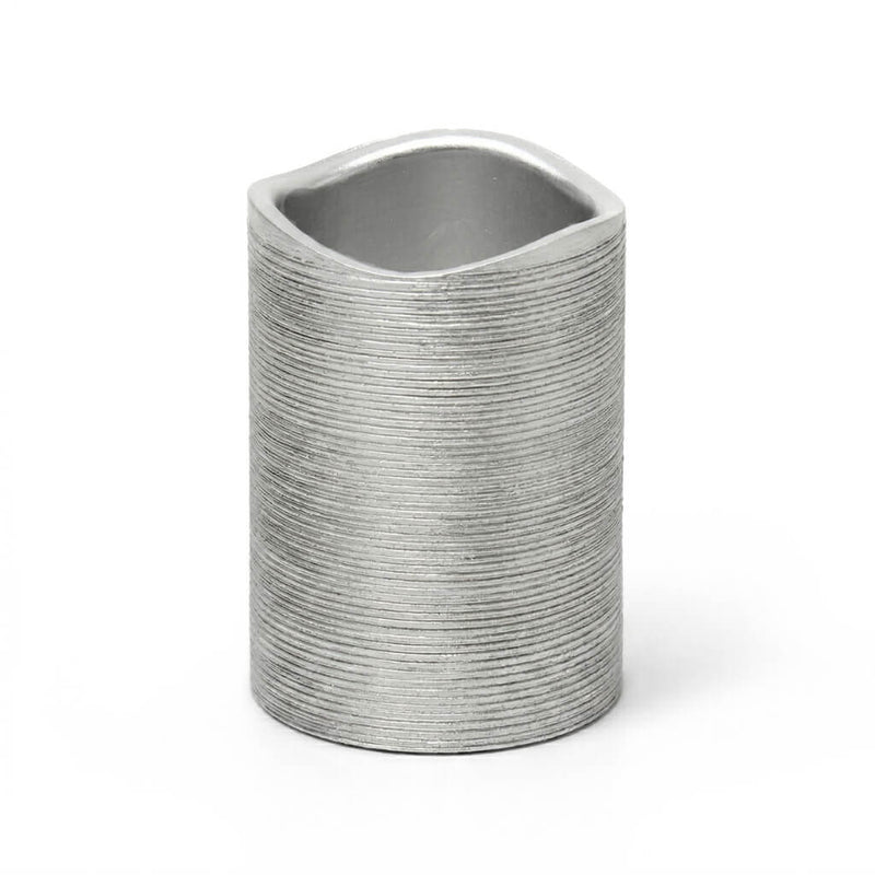 Unlit Silver Metallic Wavy Top LED Candle on white background - thumbnail number 1
