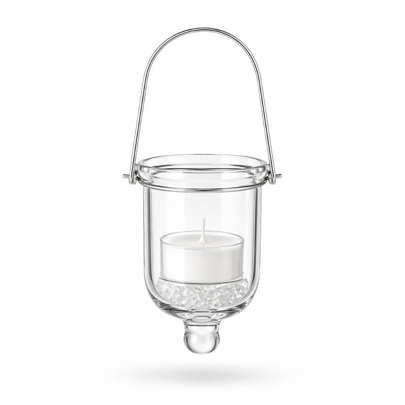 Mini Hanging Glass Tealight Candle Holder w/Wire Hanger 3" Set of 6 - thumbnail number 2