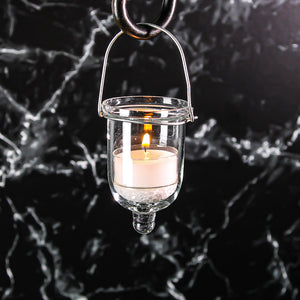 Mini Hanging Glass Tealight Candle Holder w/Wire Hanger 3" Set of 6