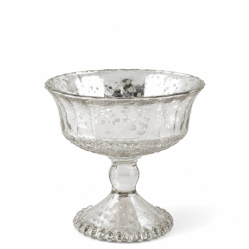 Silver Mercury Glass Compote 4.75" on a white background - thumbnail number 1