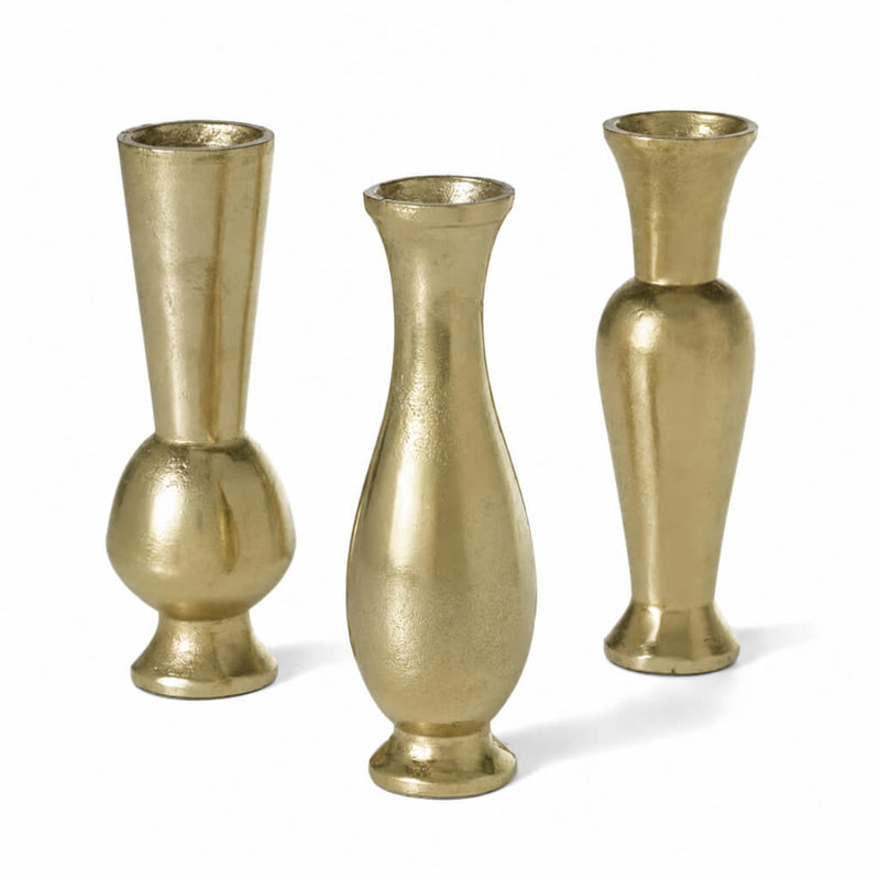 Set of three gold Henna Budvases with unique tapered shapes - thumbnail number 1