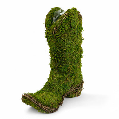 Natural Preserved Moss Cowboy Boot Topiary Pot