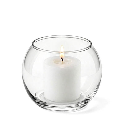 A 4.5" Bubble vase containing a lit white pillar candle - thumbnail number 3