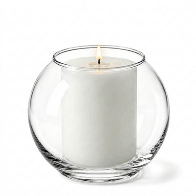 A 5.5" Bubble vase containing a lit white pillar candle - thumbnail number 3