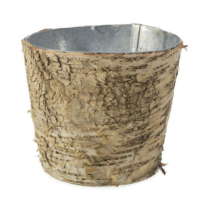 Natural Birch Bark Covered Zinc Planter Vase 5.5" x 5" - thumbnail number 3