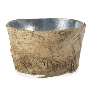 Natural Birch Bark Covered Zinc Planter Pot 6" x 3"