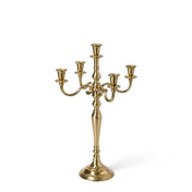 Five-arm 25-inch gold candelabra without candles on a white background - thumbnail number 1