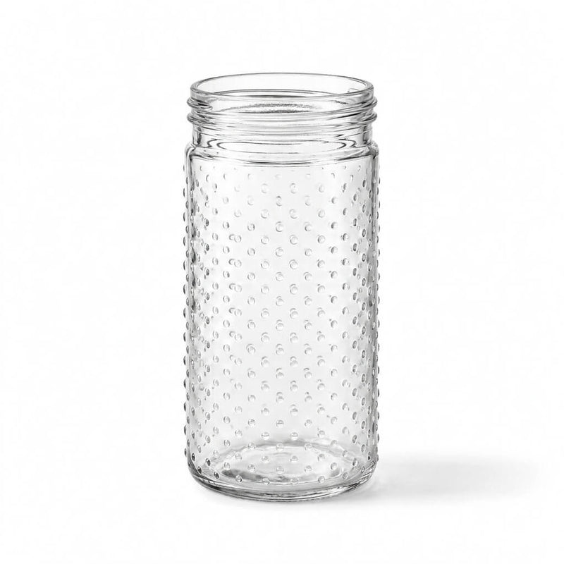 An empty Hobnail Mason Jar Vase 9.25" isolated on a solid white background - thumbnail number 1