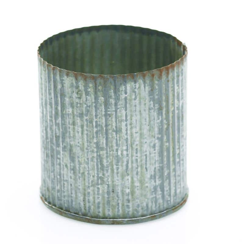 Norah Corrugated Zinc Pot Vase 3"x3" Set of 6 - thumbnail number 1