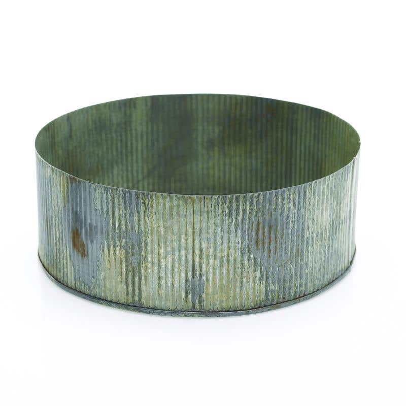 Norah Corrugated Zinc Pot Bowl 4" x 10" - thumbnail number 1