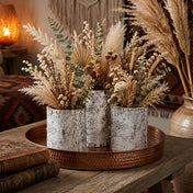 4.75x6" Whitewashed Birch Bark Vases displaying a lush dried floral arrangement - thumbnail number 8