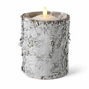 4.75x6" Whitewashed Birch Bark Vase holding a LED pillar candle - thumbnail number 3