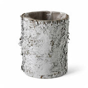 4.75x6" Whitewashed Birch Bark Vase with clear plastic liner, isolated on a white background - thumbnail number 1