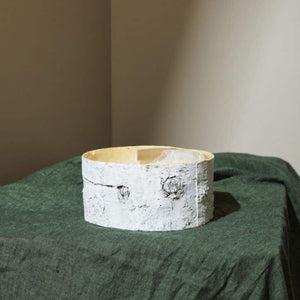 Whitewashed Birch Bark Bowl Vase 10x4.7