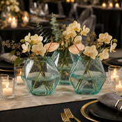 A 6.5" geo glass bud vase with air plants on a marble surface - thumbnail number 5