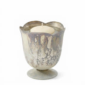 A Marbled 4.75" x 5" vase filled with water and a floating candle - thumbnail number 3