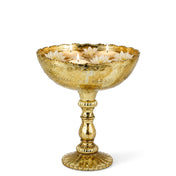 Gold Desiray Glass Compote bowl with floating white flowers and tea light candles - thumbnail number 5