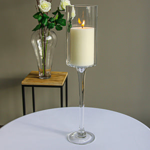 Cylinder Pedestal Vase Thick Glass 24 Inch