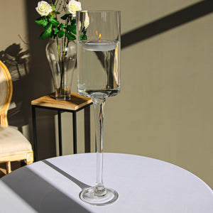 Cylinder Pedestal Vase Thick Glass 24 Inch