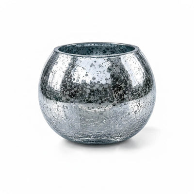 Mercury Glass Ivy Bowl 4.75" x 6.25" Crackled Silver