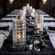 Silver Mercury Mosaic Cylinder 10" - Vase & Candle Holder - thumbnail number 4