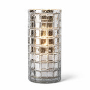 Silver Mercury Mosaic Cylinder 10" - Vase & Candle Holder - thumbnail number 2