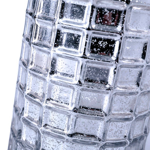 Silver Mercury Mosaic Cylinder 10" - Vase & Candle Holder