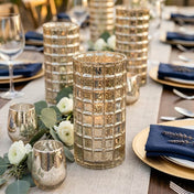 Gold Mercury Mosaic Cylinder 10" - Vase & Candle Holder - thumbnail number 5