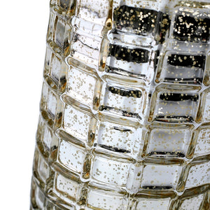 Gold Mercury Mosaic Cylinder 10" - Vase & Candle Holder