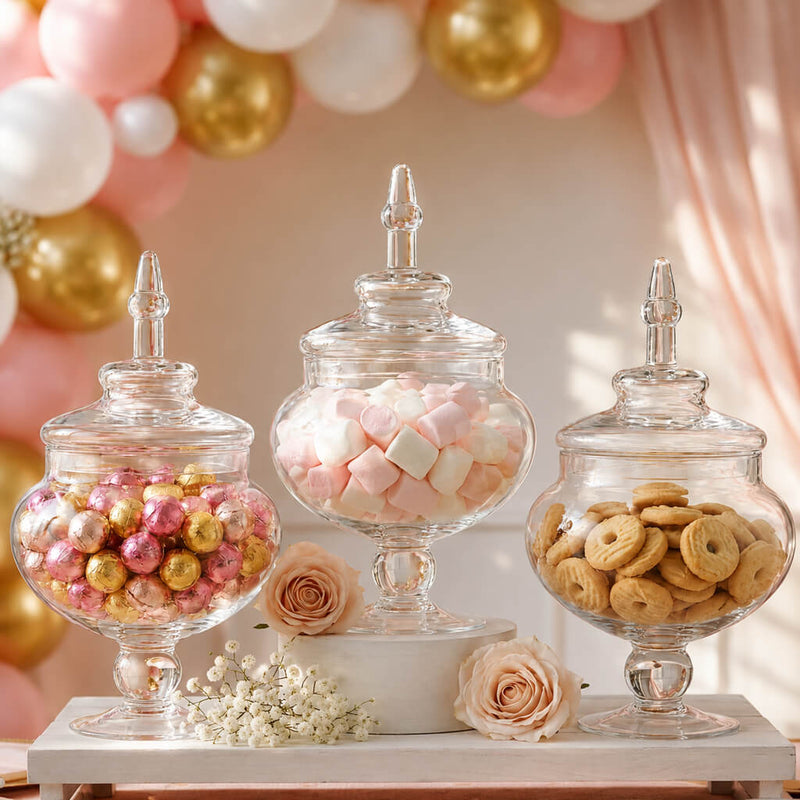 Three 14" Glass Apothecary Jars filled with treats - thumbnail number 4