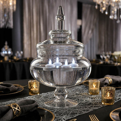 14" Glass Apothecary Jar with floating lights as a table centerpiece - thumbnail number 3