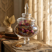 14" Glass Apothecary Jar filled with dried botanicals and potpourri - thumbnail number 5