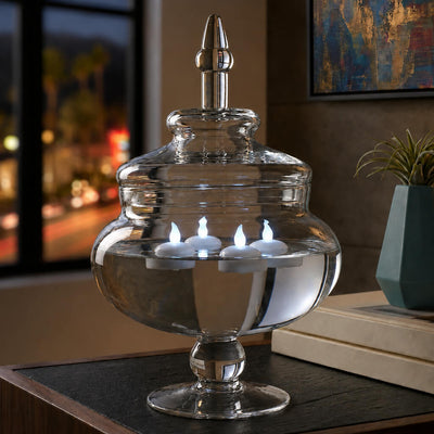 14" Glass Apothecary Jar filled with water and floating lights - thumbnail number 6