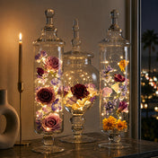Apothecary jars filled with flowers and fairy lights - thumbnail number 5