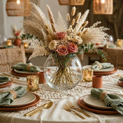 Round glass vase holding a boho-style dried floral arrangement - thumbnail number 3