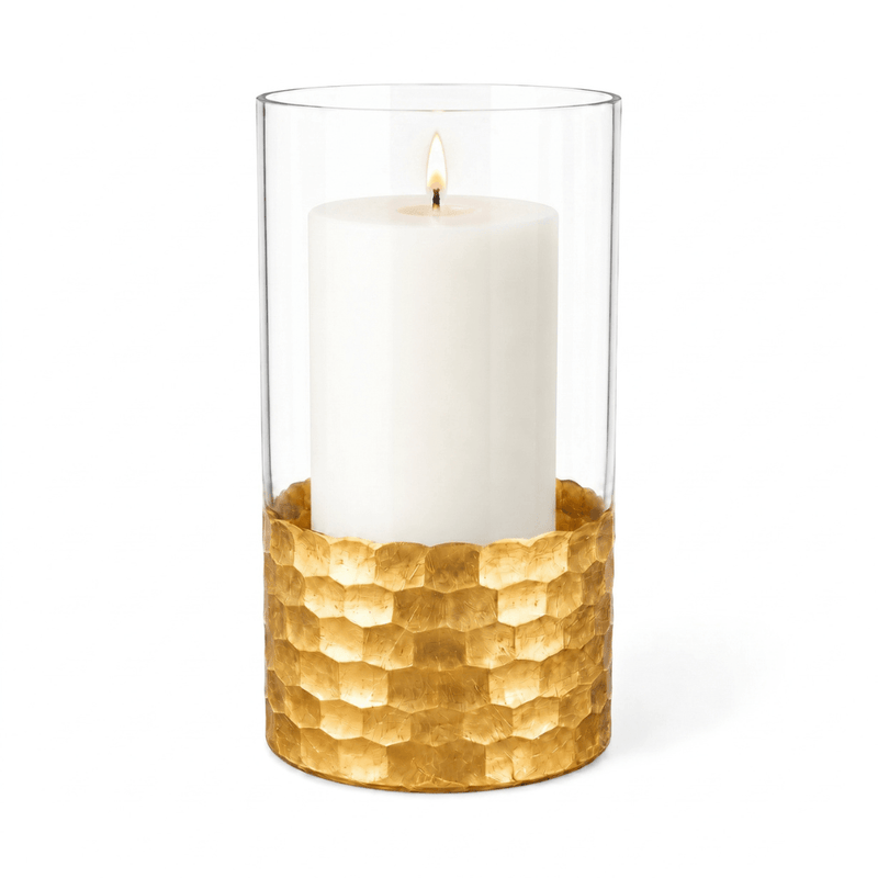Gold Honeycomb Cylinder Vase 4"x8" - thumbnail number 3