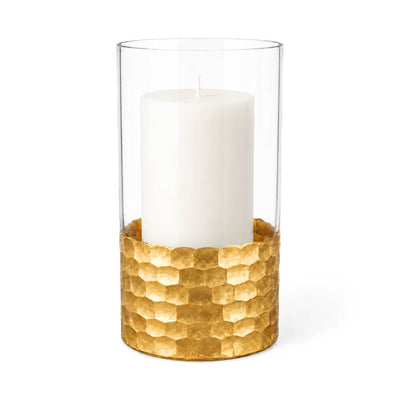 Gold Honeycomb Cylinder Vase 4"x8" - thumbnail number 2