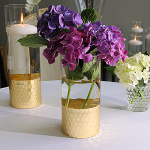 Gold Honeycomb Cylinder Vase 4"x8"
