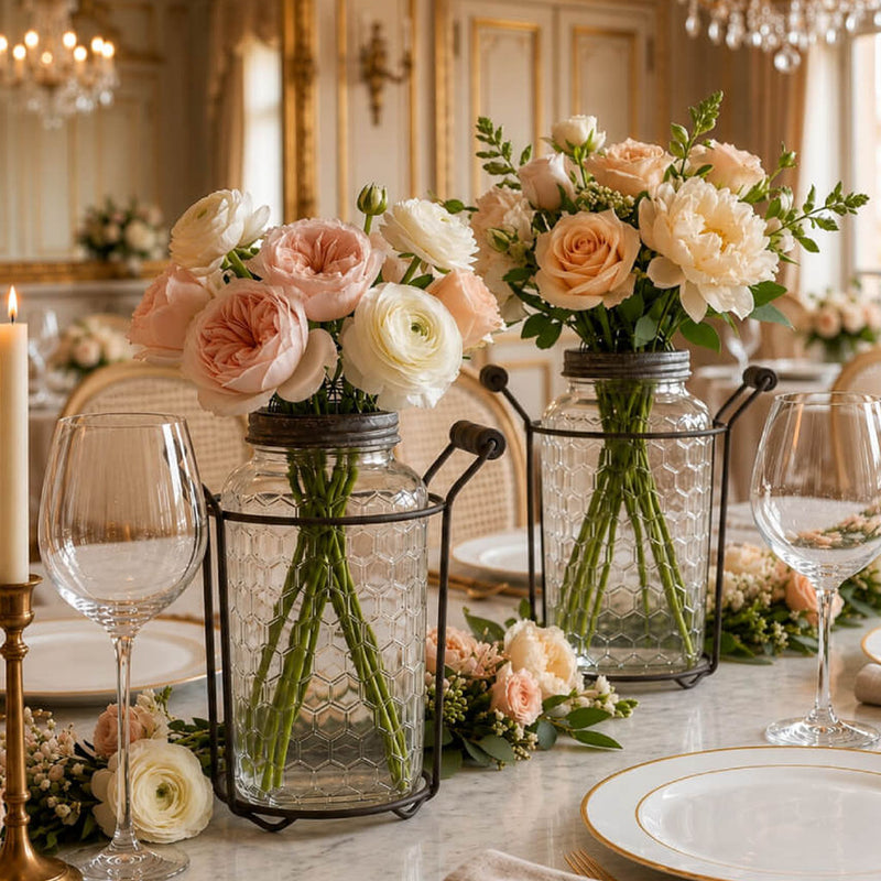 6" Glass Bottle Honeycomb with Frog Lid in a luxury event setting - thumbnail number 4