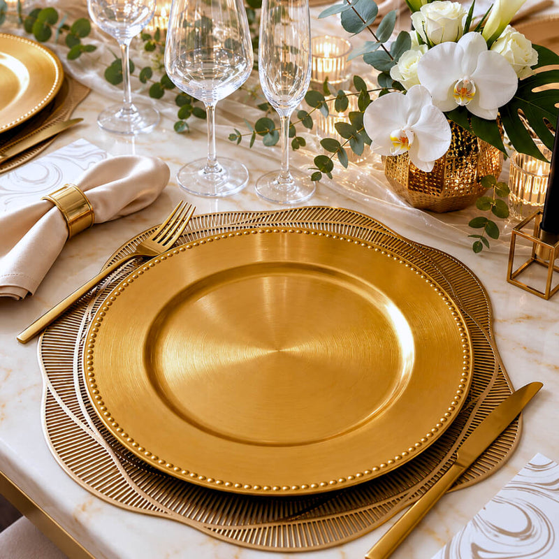 Richland Beaded Charger Plate 13" Gold Set of 48 - thumbnail number 5