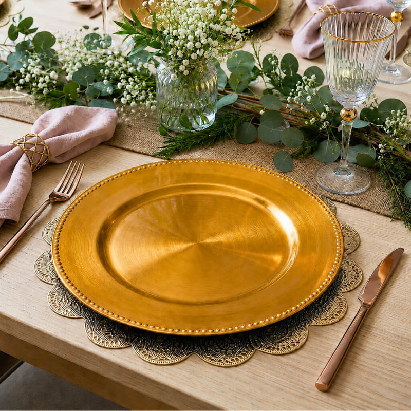 Richland Beaded Charger Plate 13" Gold Set of 48 - thumbnail number 6