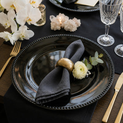 Black beaded charger plate on a table setting - thumbnail number 6