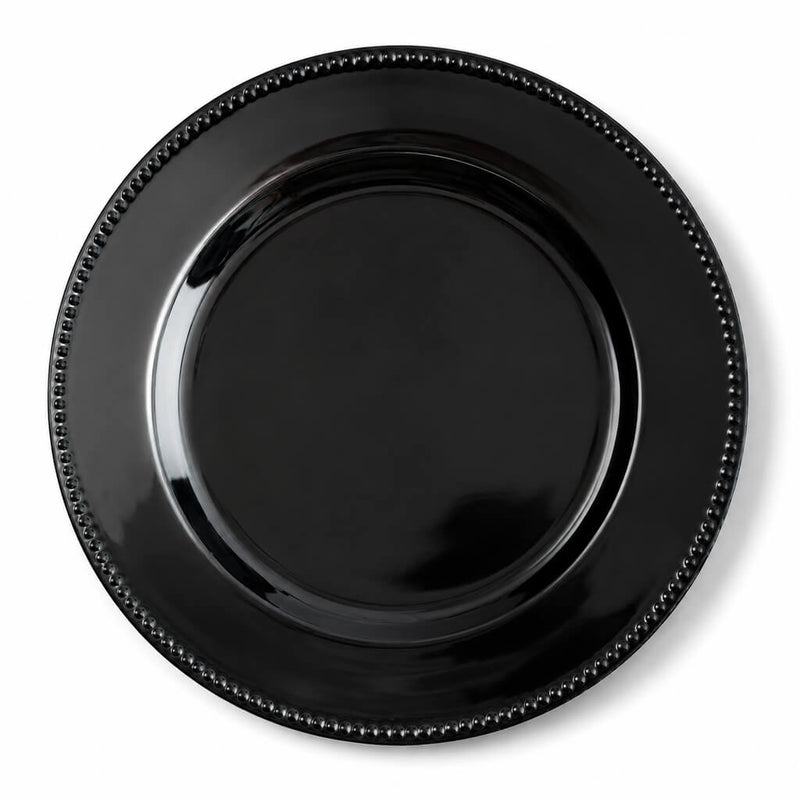 Black beaded charger plate on a white background - thumbnail number 1