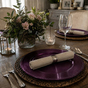 Eggplant 13" beaded charger plate on a table setting - thumbnail number 6