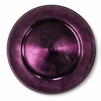 Richland Beaded Charger Plate 13" Eggplant Set of 12