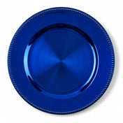 13-inch royal blue beaded charger plate on a white backdrop - thumbnail number 1