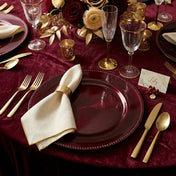 13" beaded burgundy charger plate in a festive setting - thumbnail number 2