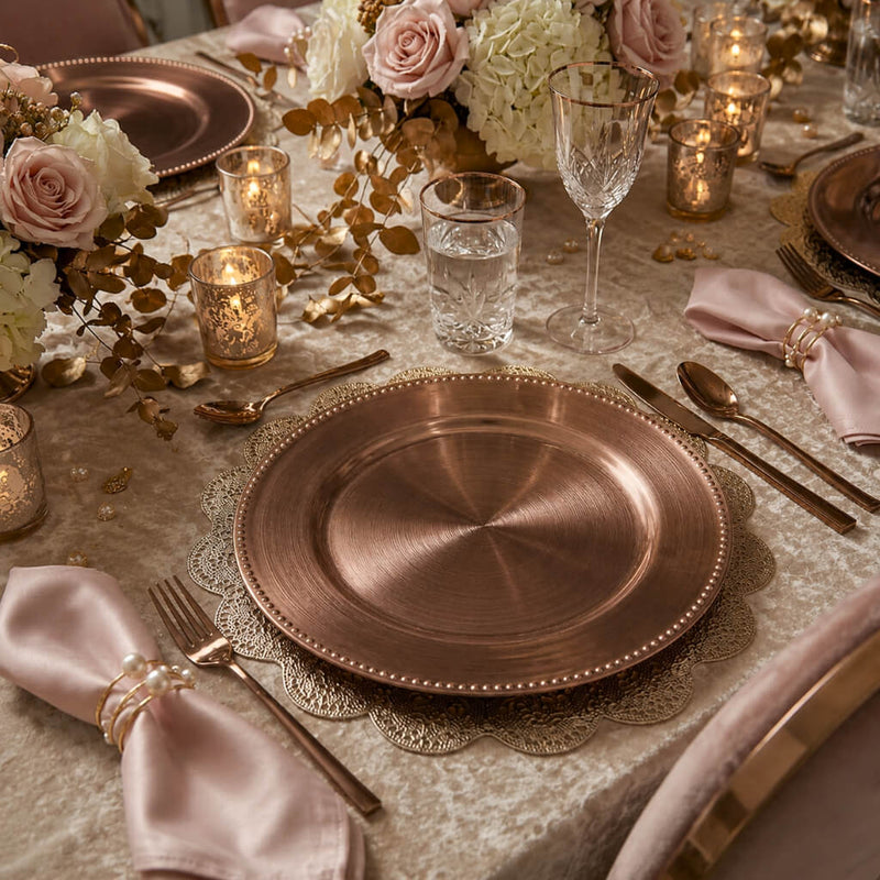 Richland Beaded Charger Plate 13" Rose Gold Set of 48 - thumbnail number 4
